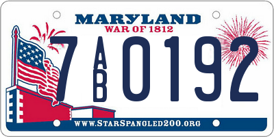 MD license plate 7AB0192