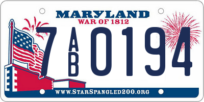 MD license plate 7AB0194