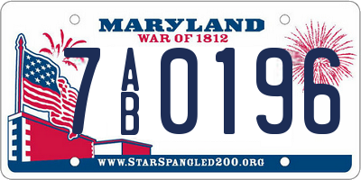 MD license plate 7AB0196