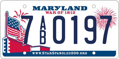 MD license plate 7AB0197