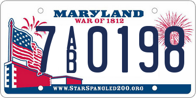 MD license plate 7AB0198