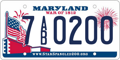 MD license plate 7AB0200