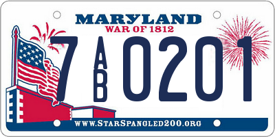 MD license plate 7AB0201