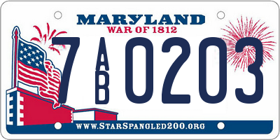 MD license plate 7AB0203