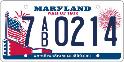MD license plate 7AB0214