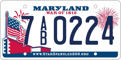 MD license plate 7AB0224