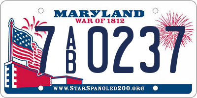 MD license plate 7AB0237
