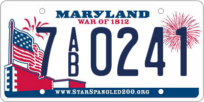 MD license plate 7AB0241
