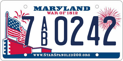 MD license plate 7AB0242
