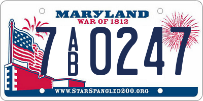 MD license plate 7AB0247