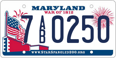 MD license plate 7AB0250