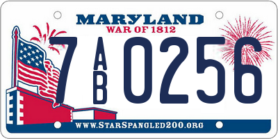 MD license plate 7AB0256