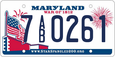 MD license plate 7AB0261