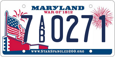 MD license plate 7AB0271