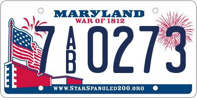 MD license plate 7AB0273