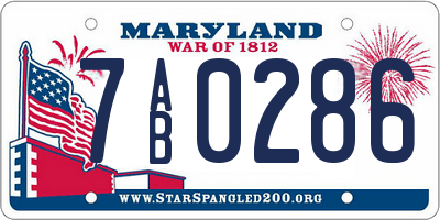 MD license plate 7AB0286