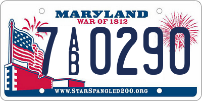 MD license plate 7AB0290