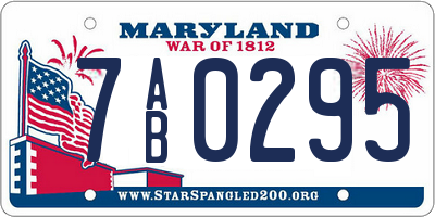 MD license plate 7AB0295