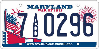 MD license plate 7AB0296