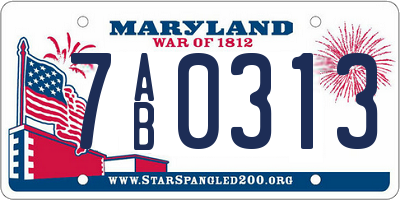 MD license plate 7AB0313