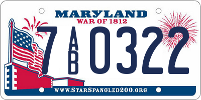 MD license plate 7AB0322