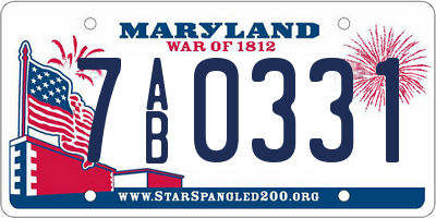 MD license plate 7AB0331
