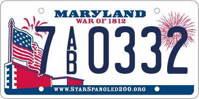 MD license plate 7AB0332