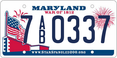 MD license plate 7AB0337
