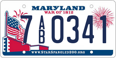 MD license plate 7AB0341
