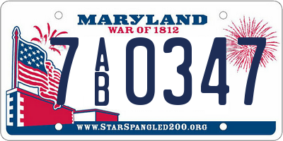 MD license plate 7AB0347