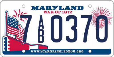 MD license plate 7AB0370