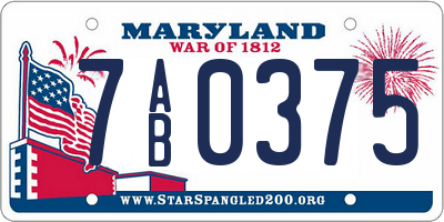 MD license plate 7AB0375