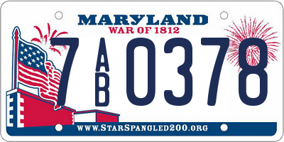 MD license plate 7AB0378