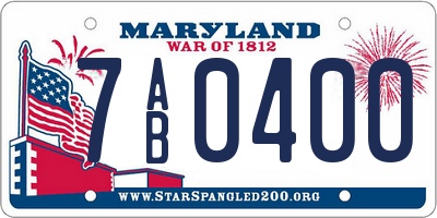 MD license plate 7AB0400