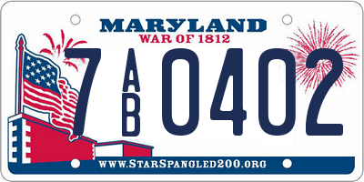 MD license plate 7AB0402
