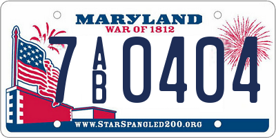 MD license plate 7AB0404