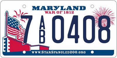 MD license plate 7AB0408