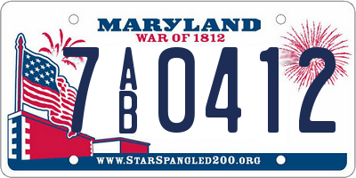 MD license plate 7AB0412