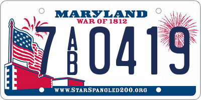 MD license plate 7AB0419