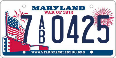 MD license plate 7AB0425