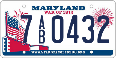 MD license plate 7AB0432