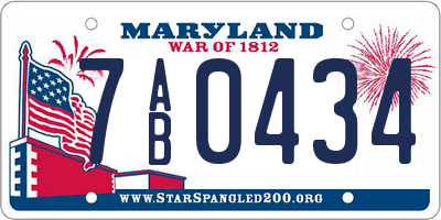 MD license plate 7AB0434
