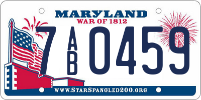 MD license plate 7AB0459