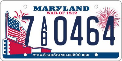 MD license plate 7AB0464