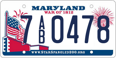 MD license plate 7AB0478