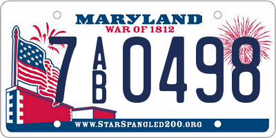 MD license plate 7AB0498