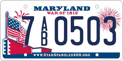 MD license plate 7AB0503