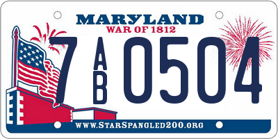 MD license plate 7AB0504