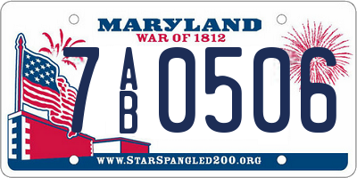 MD license plate 7AB0506