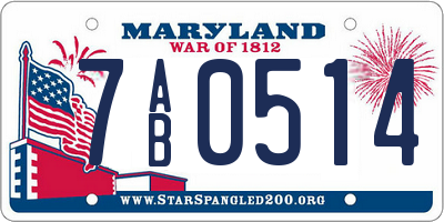 MD license plate 7AB0514